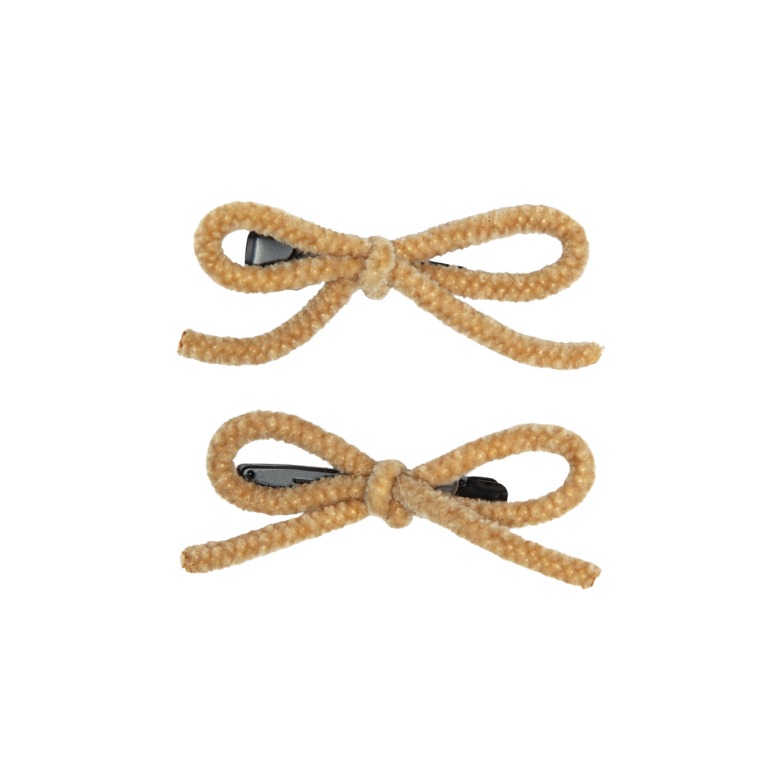 clip velvet cord mini bow set