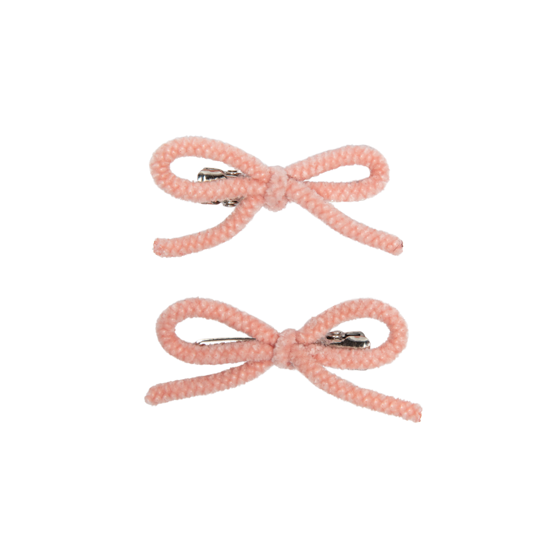 clip velvet cord mini bow set