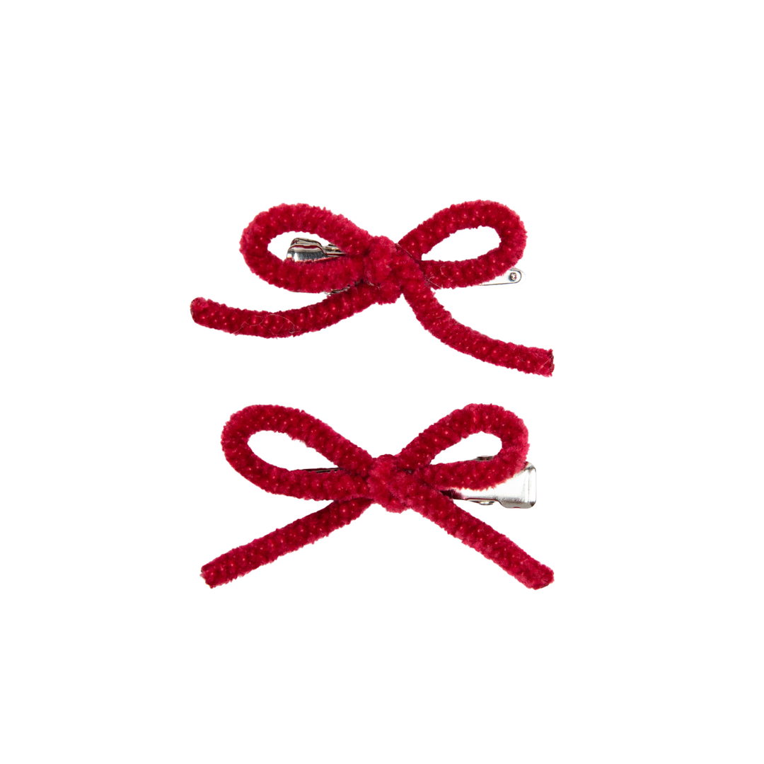 clip velvet cord mini bow set