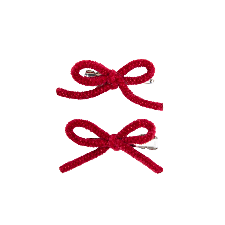 clip velvet cord mini bow set