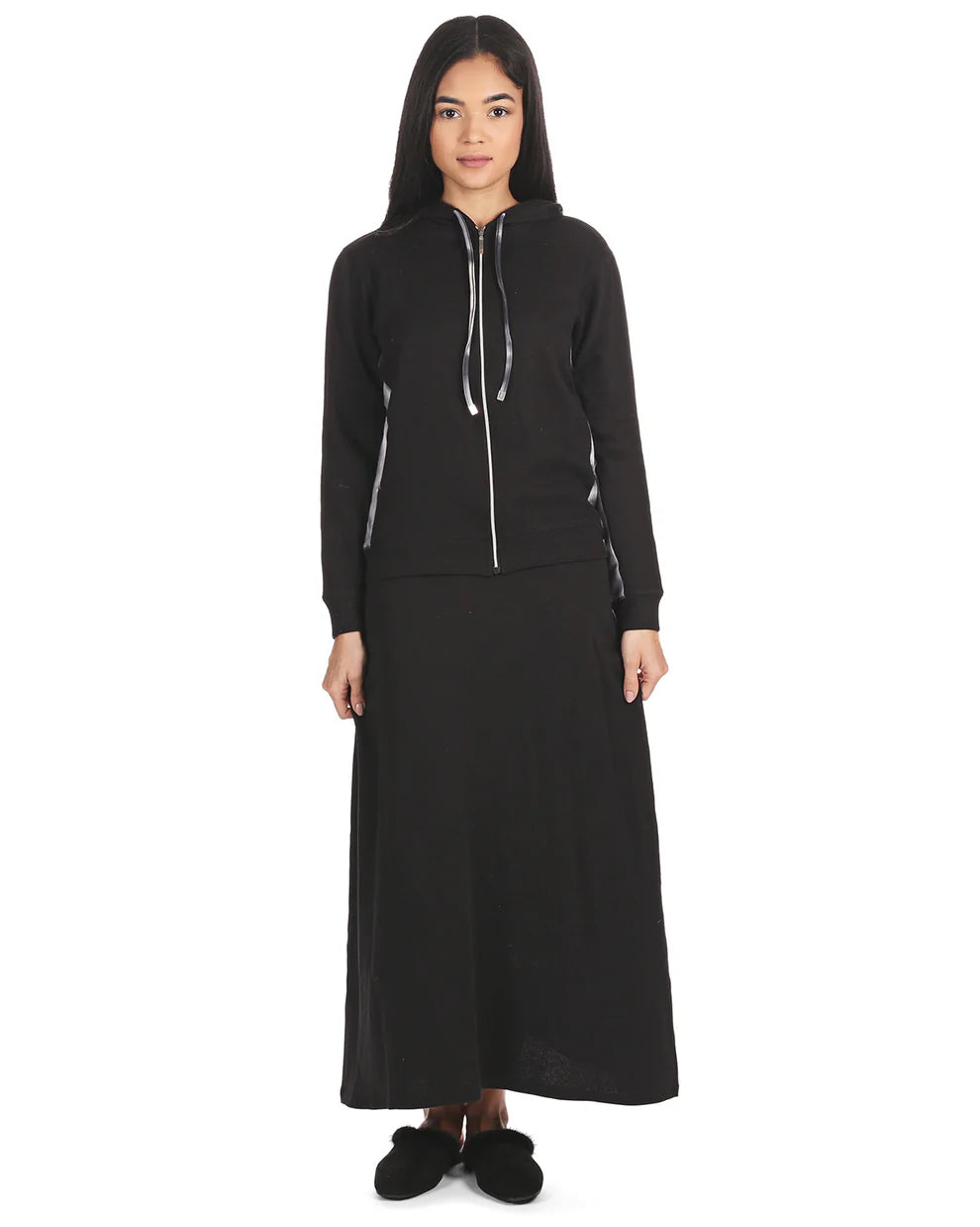 bathrobe 2 pc french terry zip up hoodie and skirt