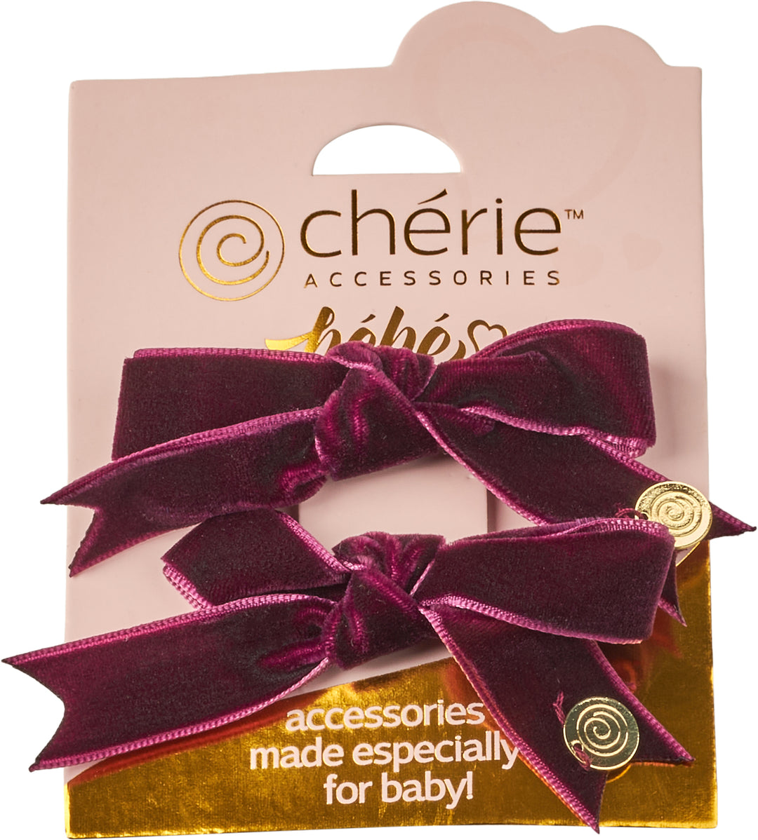 clip velvet with satin center pack of 2