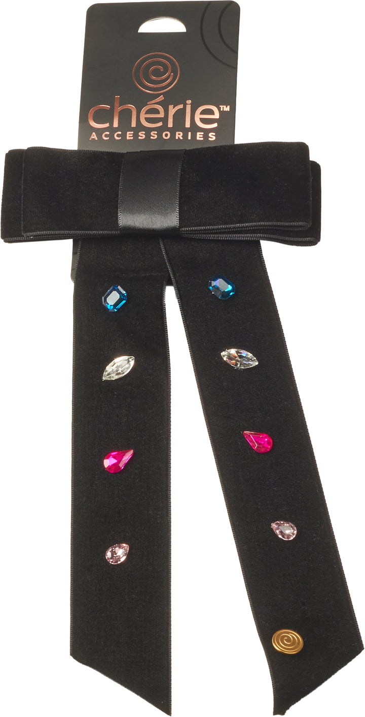 clip velvet rhinestone ties