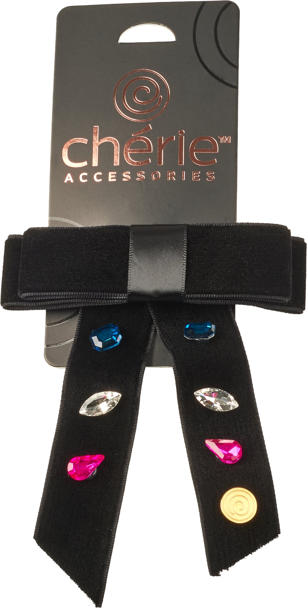 clip velvet rhinestone ties