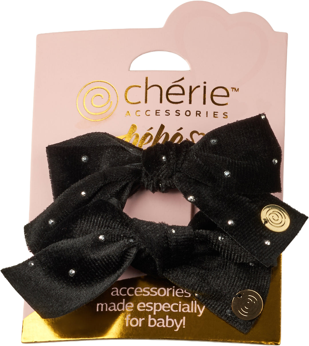 clip velvet with silver stud pack of 2 set