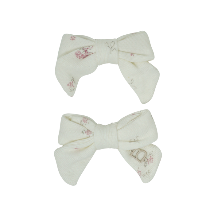 clip dainty prints on soft stretch fabric bow set