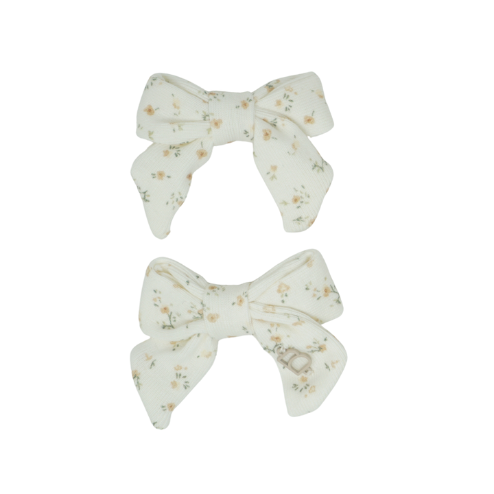 clip dainty prints on soft stretch fabric bow set