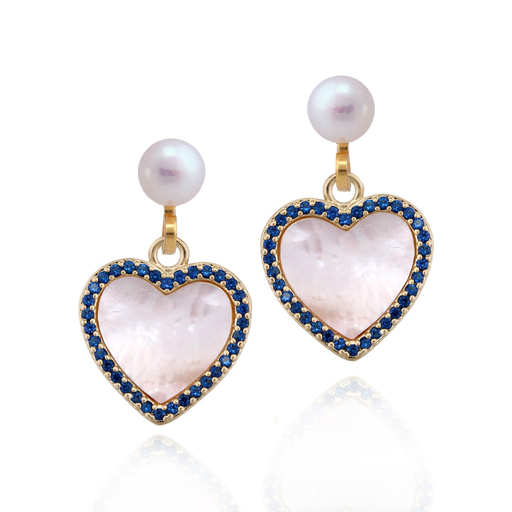 earring large mother of pearl heart plain loop