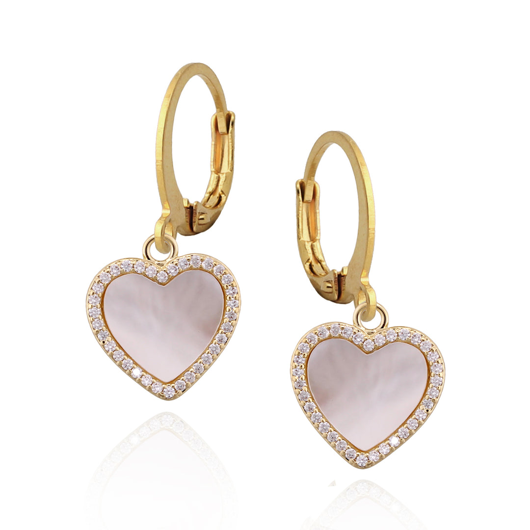 earring large mother of pearl heart plain loop