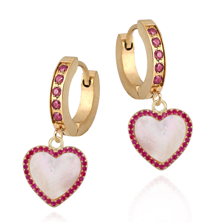 earring large mother of pearl heart plain loop