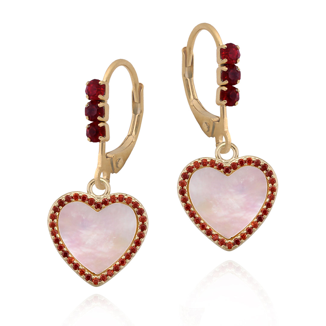 earring large mother of pearl heart plain loop