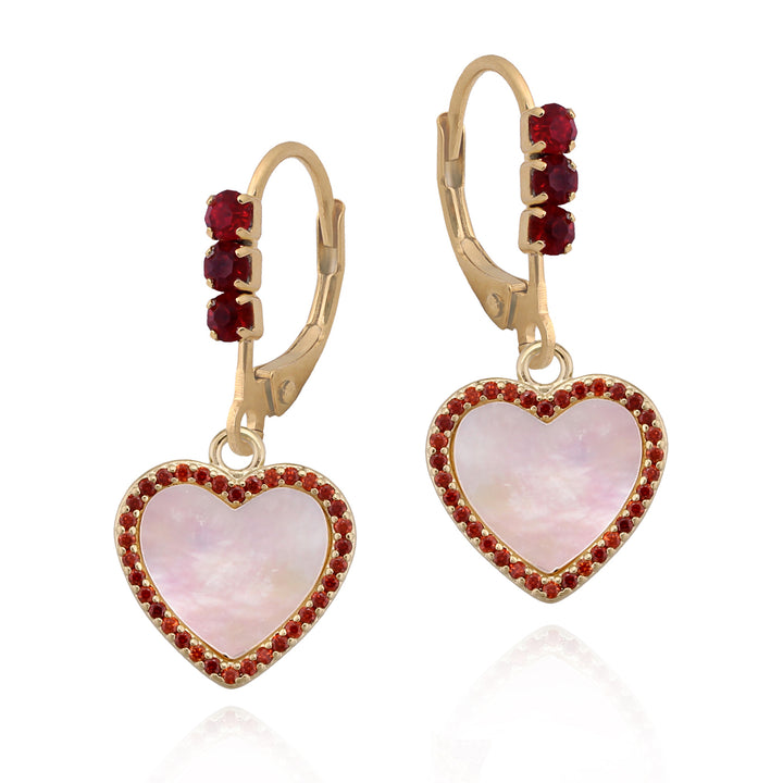 earring large mother of pearl heart plain loop