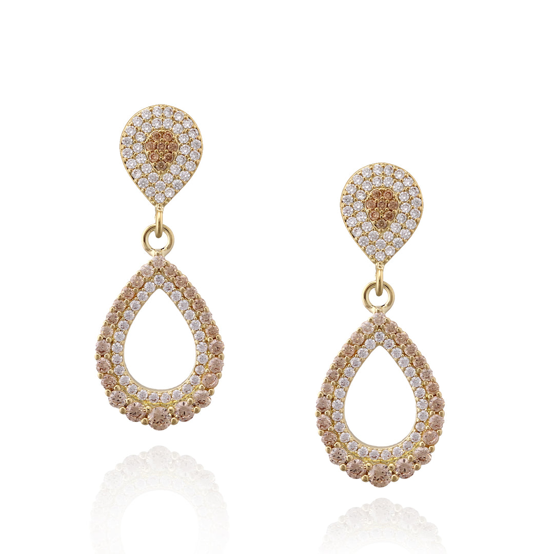 earring mother-of-pearl teardrop- brushed oval cz top