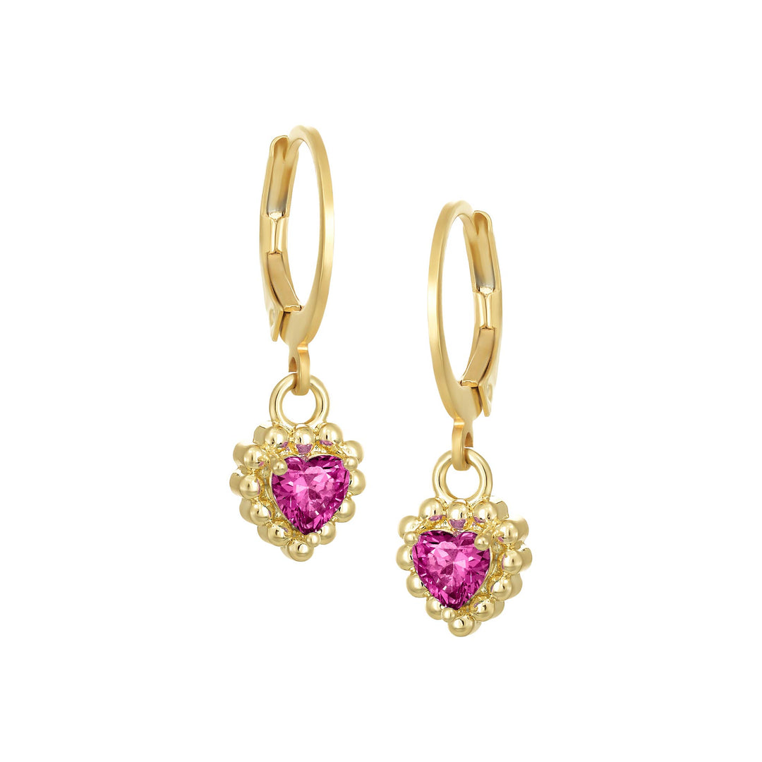 earring ball top tiny dotted rim heart