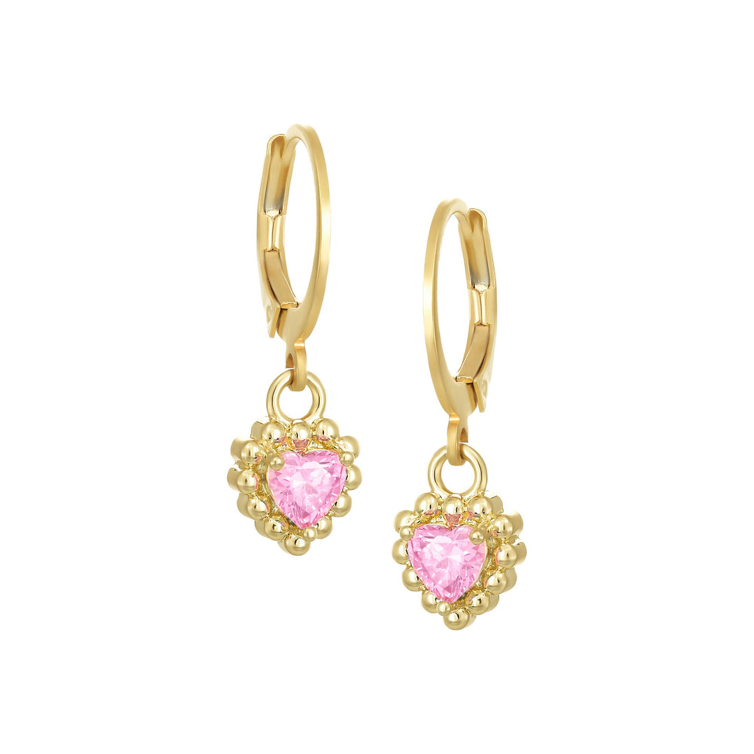 earring huggie tiny dotted rim heart