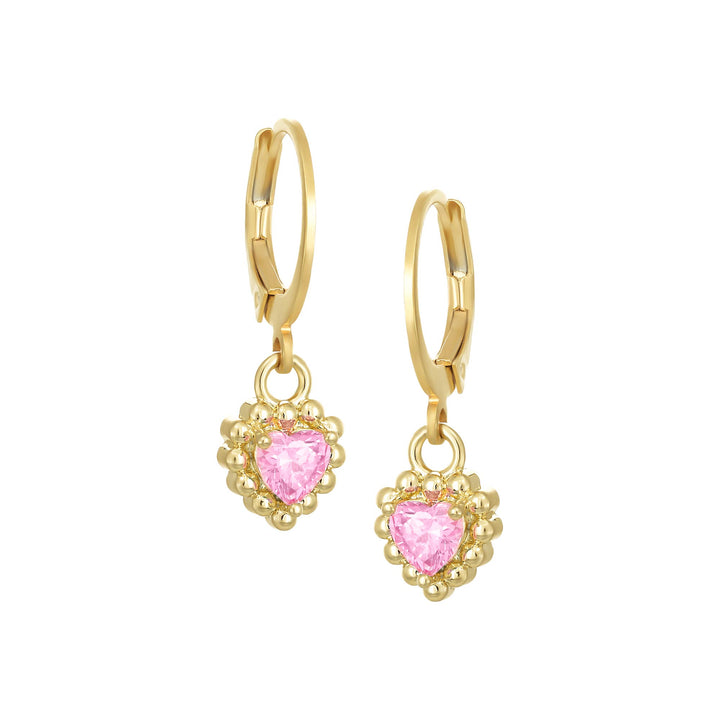 earring huggie tiny dotted rim heart