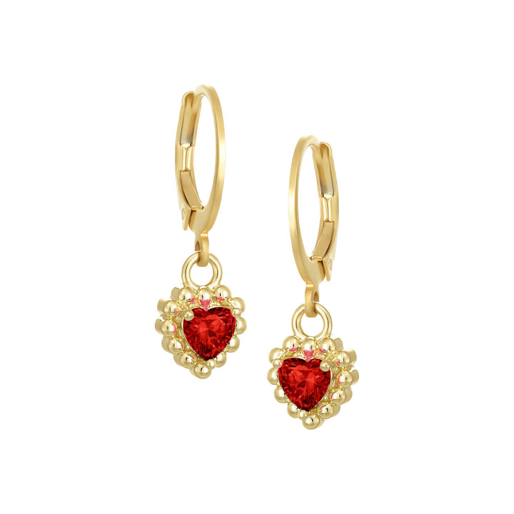 earring ball top tiny dotted rim heart