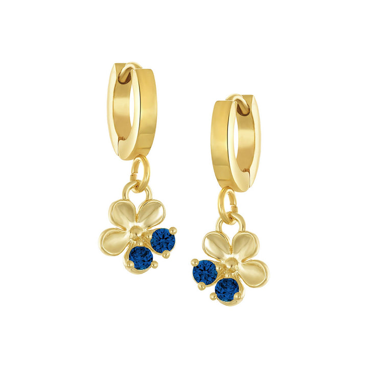 earring huggie two stone mini flower
