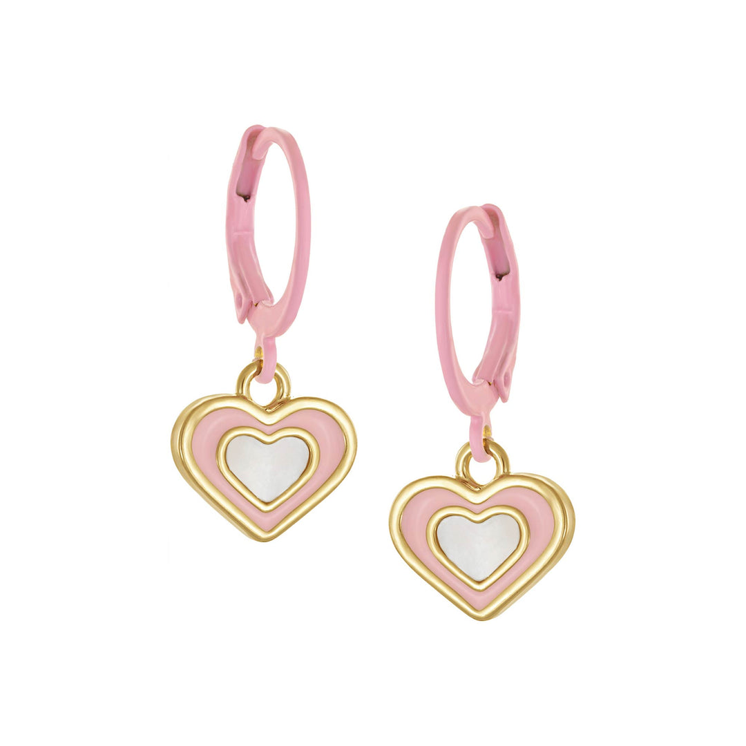 earring huggie mop enamel heart
