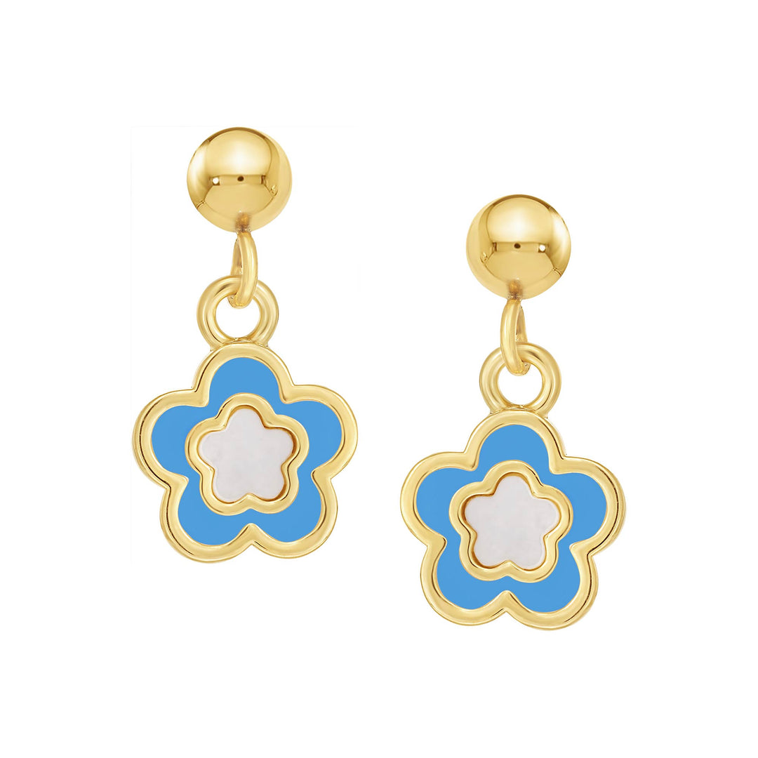 earring huggie mop enamel flower