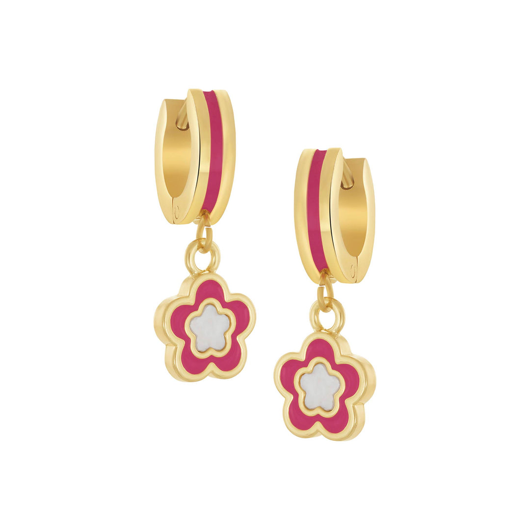 earring huggie mop enamel flower