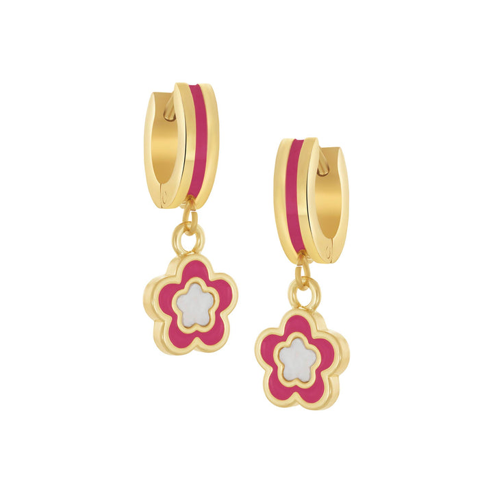 earring huggie mop enamel flower