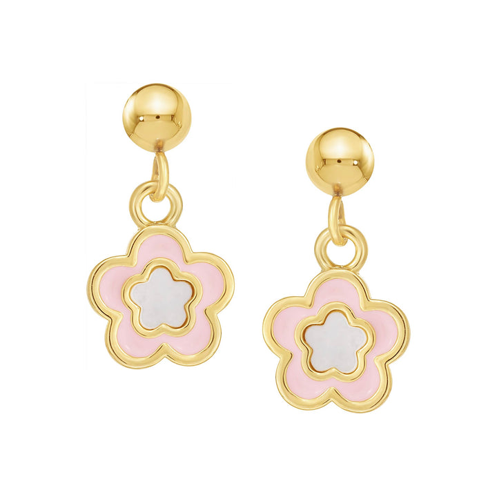 earring huggie mop enamel flower