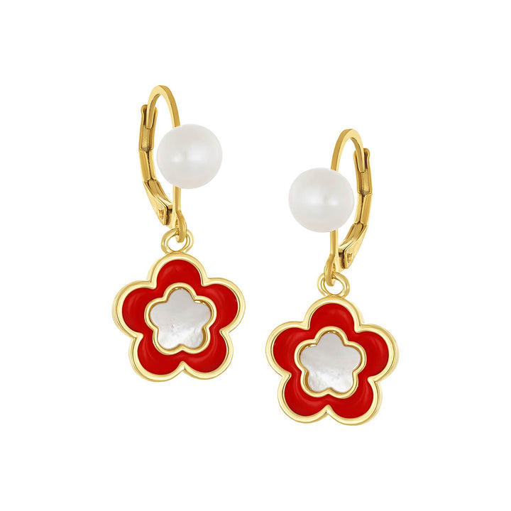 earring huggie mop enamel flower
