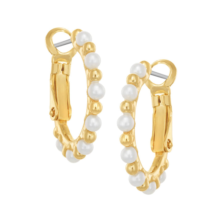 earring huggie pearl & gold