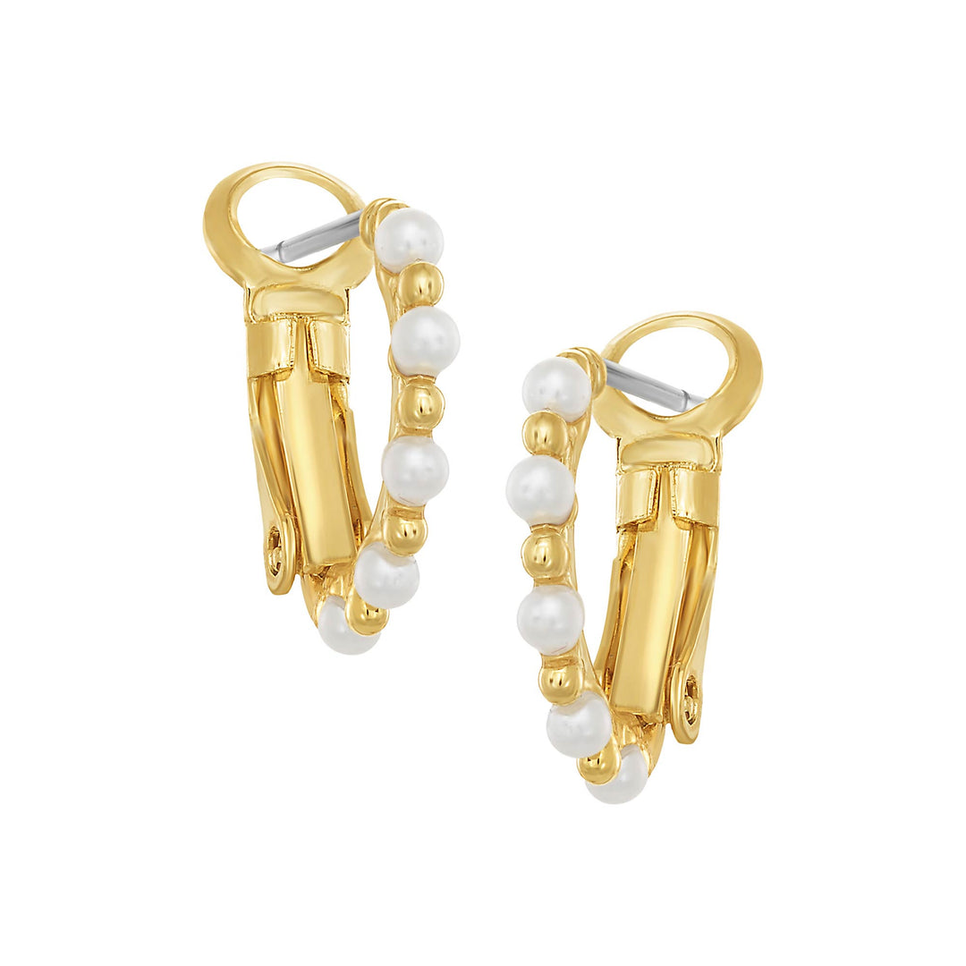 earring huggie pearl & gold