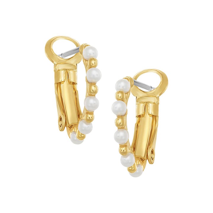 earring huggie pearl & gold