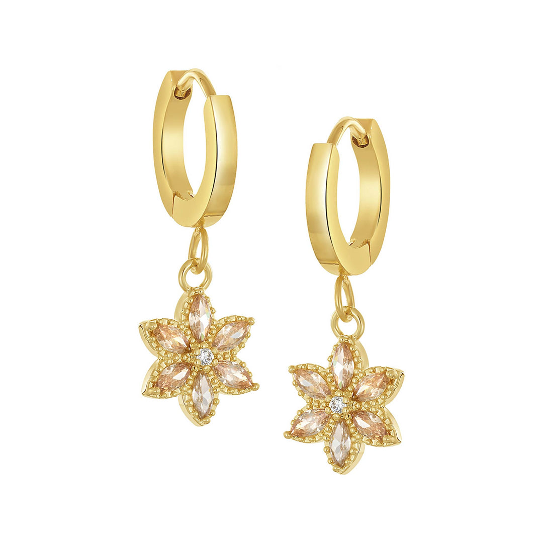 earring leverback pointy stones flower