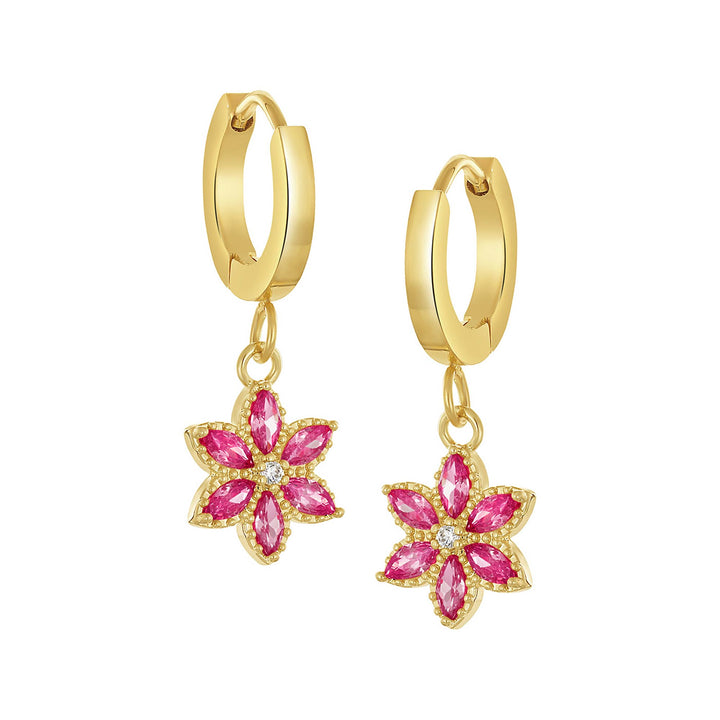 earring leverback pointy stones flower