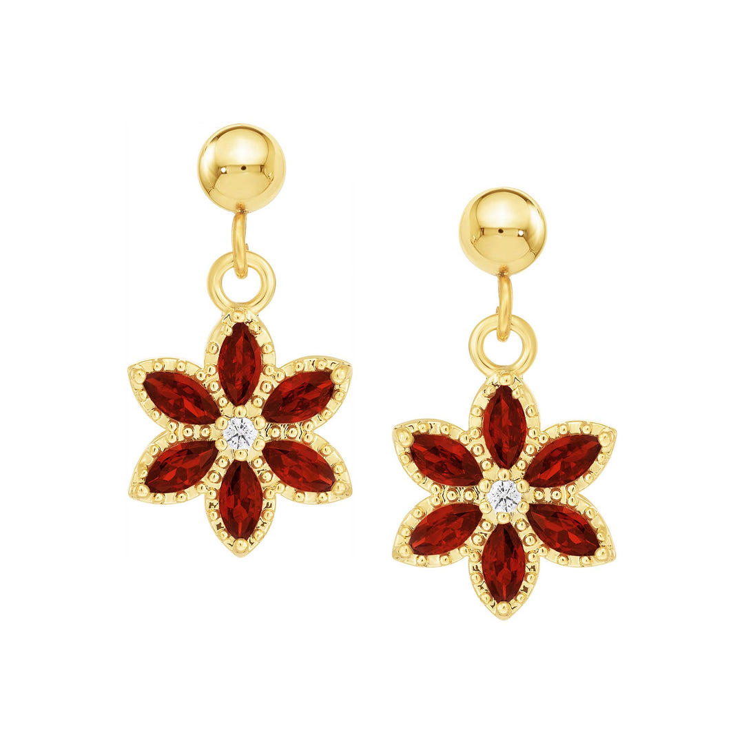 earring leverback pointy stones flower