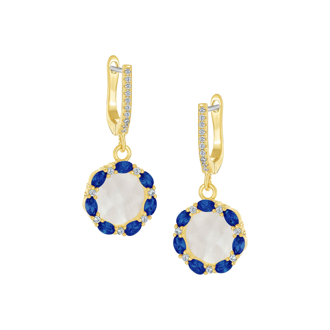 earring twisted u loop oval stones outline mop