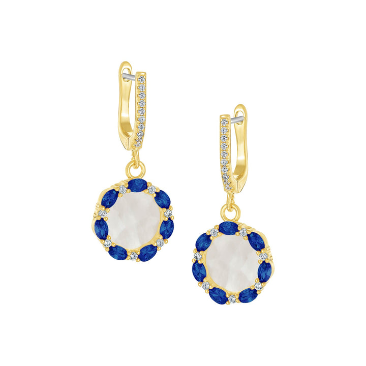 earring twisted u loop oval stones outline mop