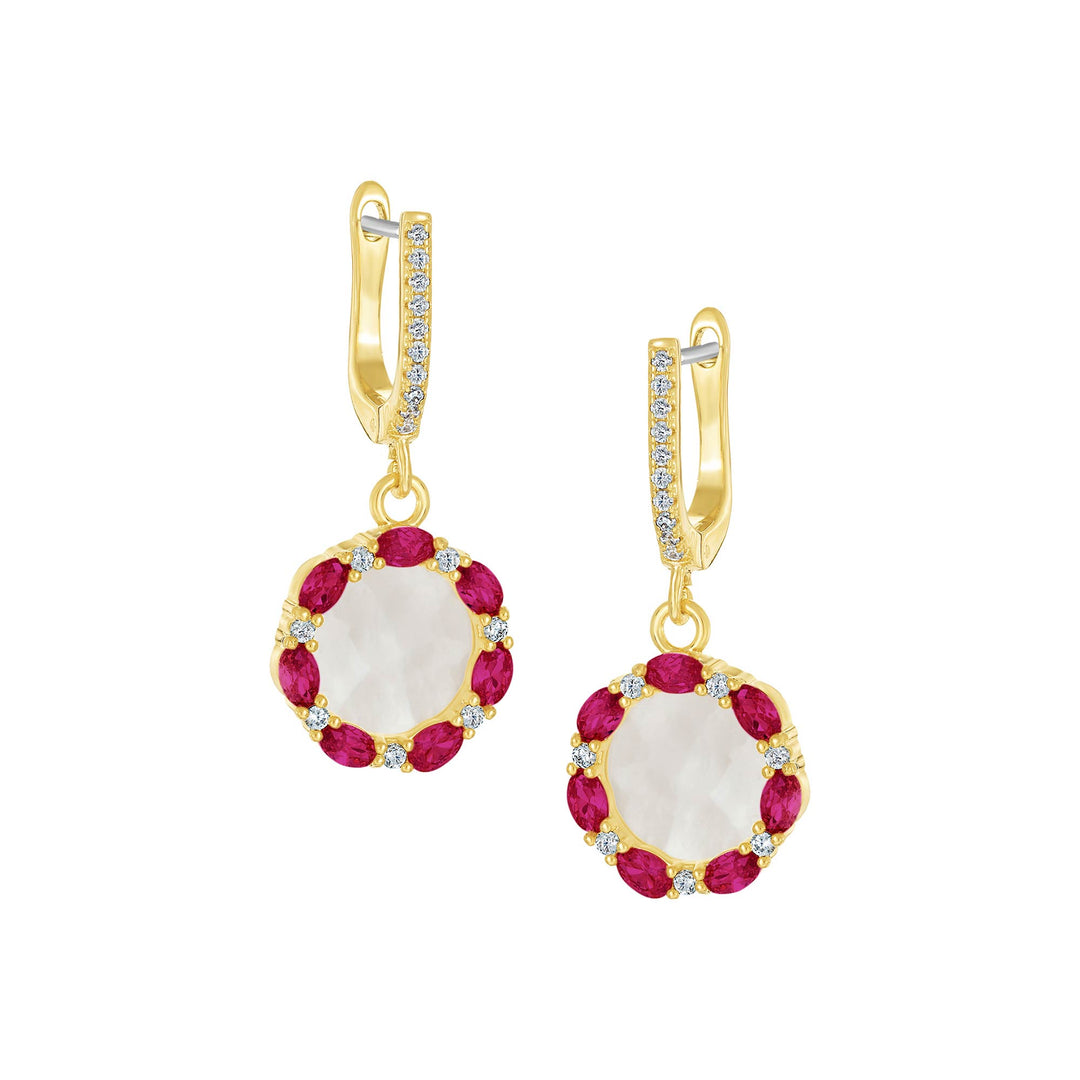 earring twisted u loop oval stones outline mop