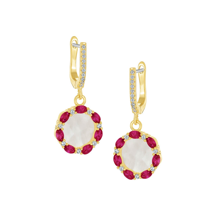 earring twisted u loop oval stones outline mop