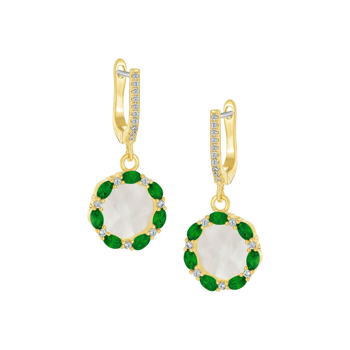 earring twisted u loop oval stones outline mop