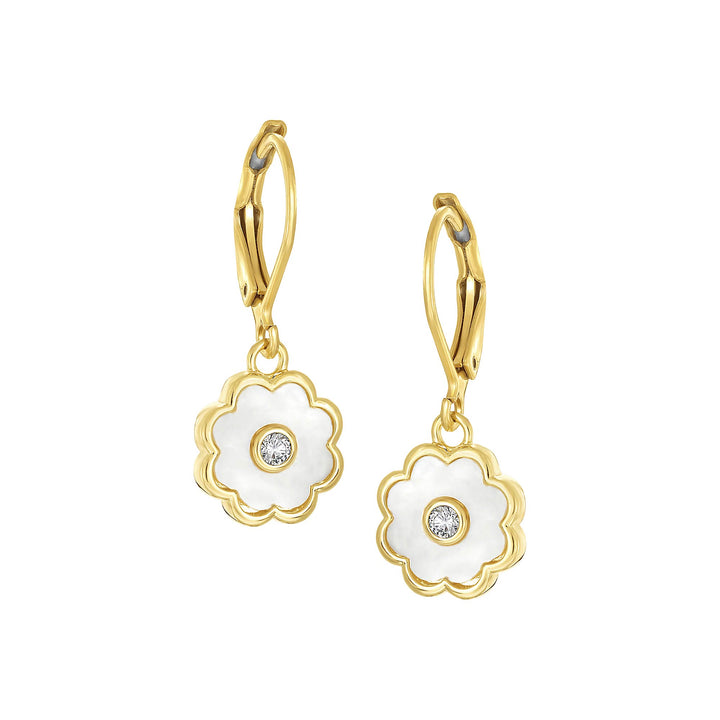 earring leverback soft mop flower