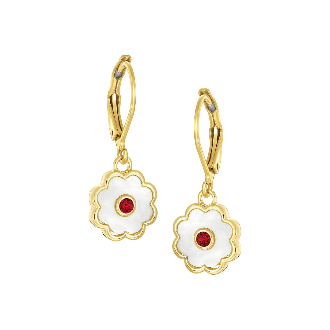 earring leverback soft mop flower