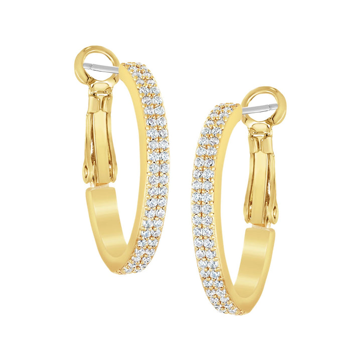 earring huggie fine double row cz