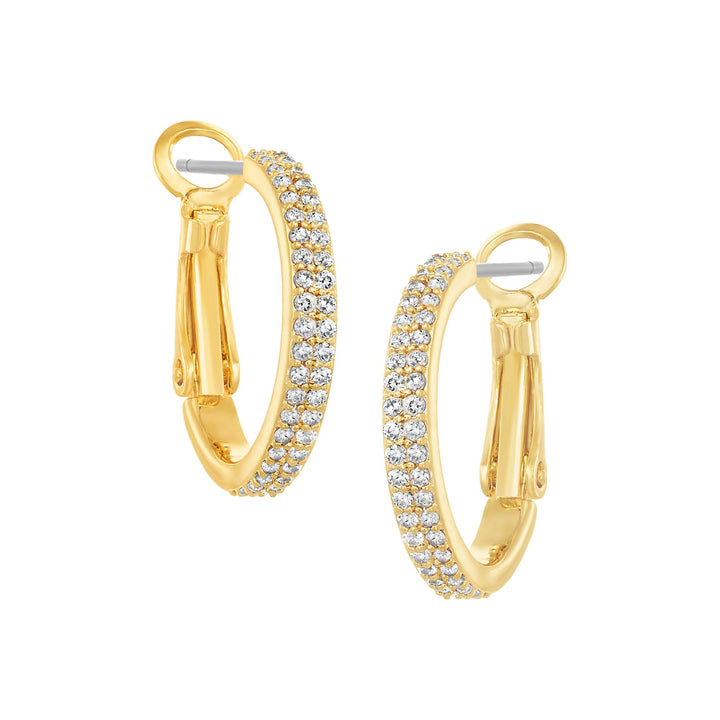 earring huggie fine double row cz