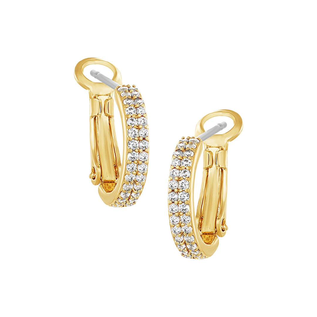 earring huggie fine double row cz
