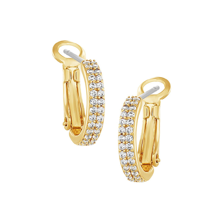 earring huggie fine double row cz