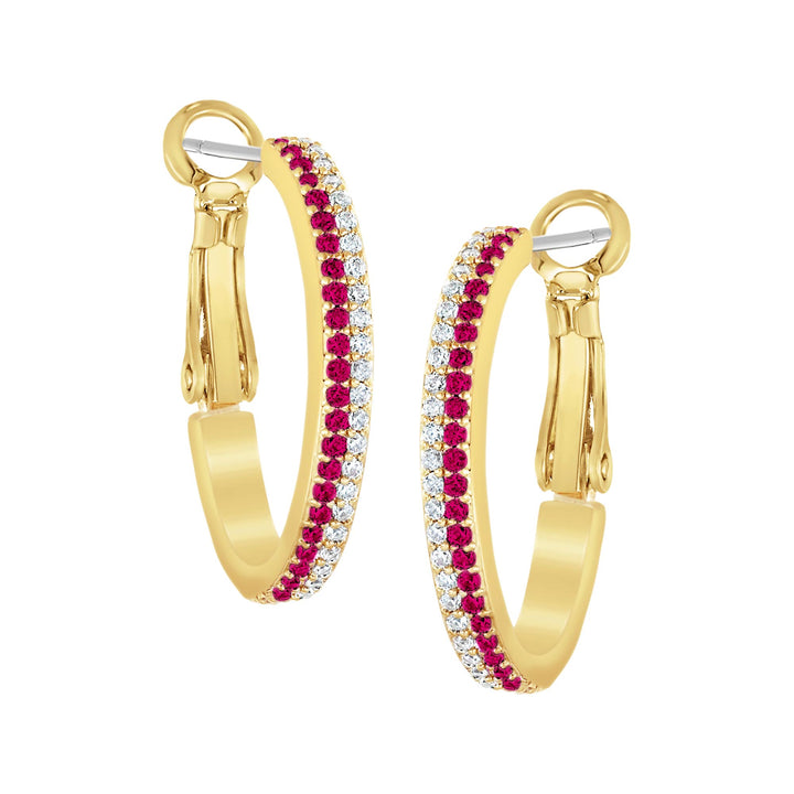 earring huggie fine double row cz