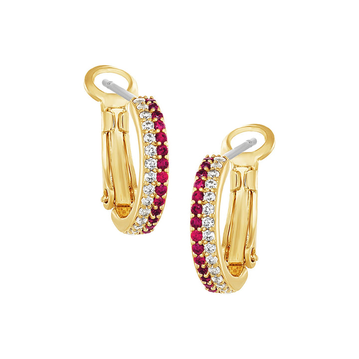 earring huggie fine double row cz