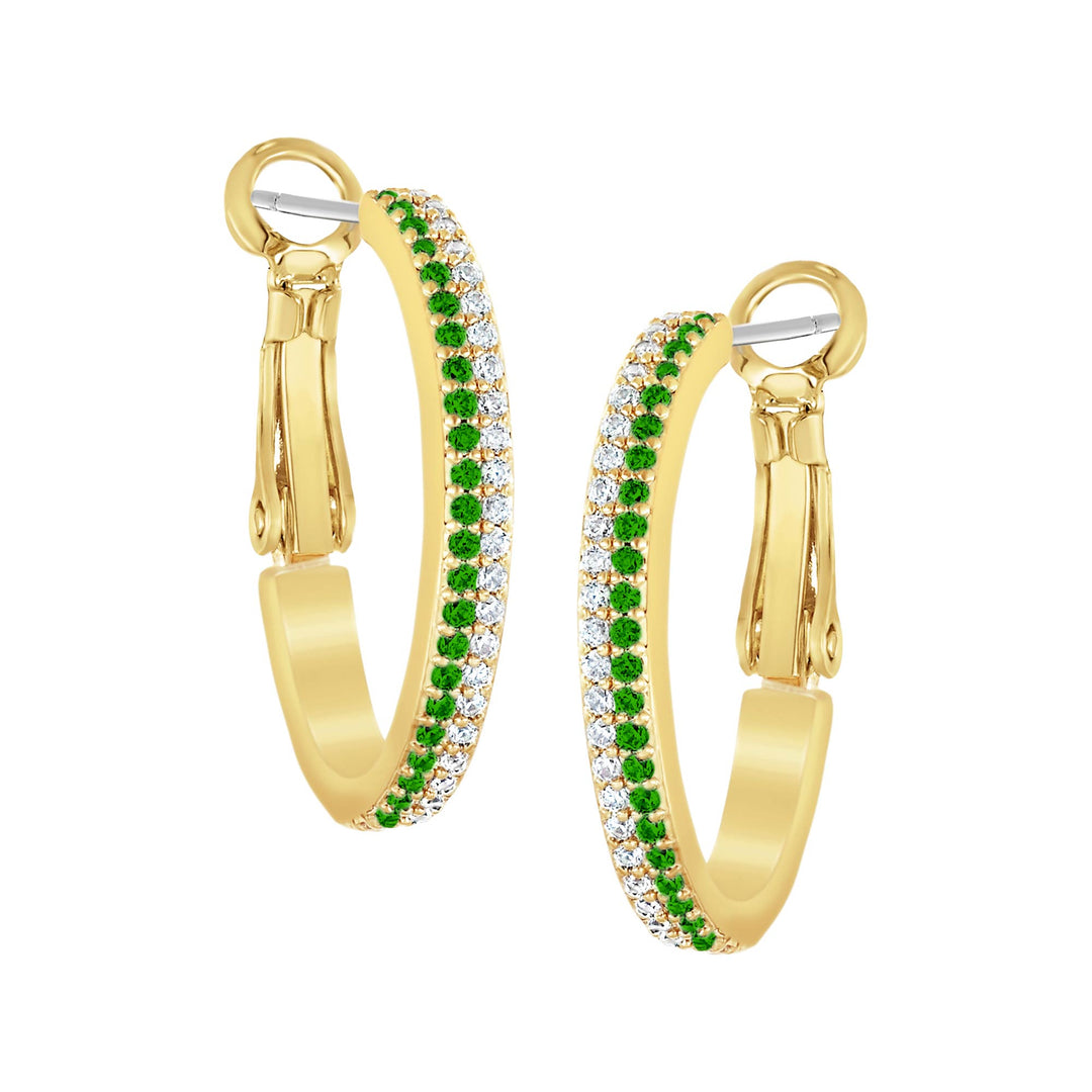 earring huggie fine double row cz