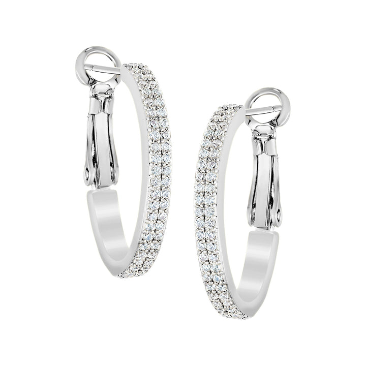 earring huggie fine double row cz