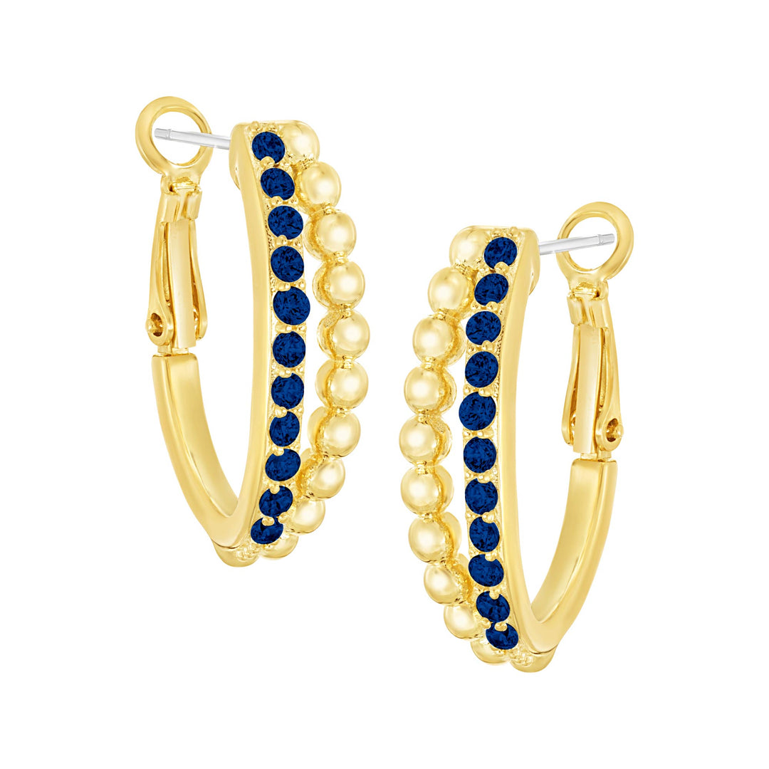 earring huggie split cz & gold ball